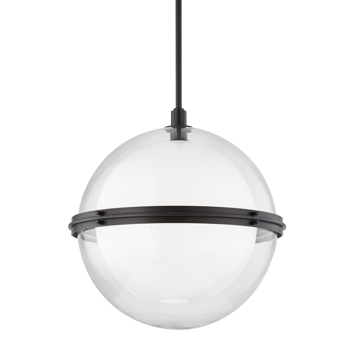Steel Frame with Glass in Glass Orb Shade Pendant
