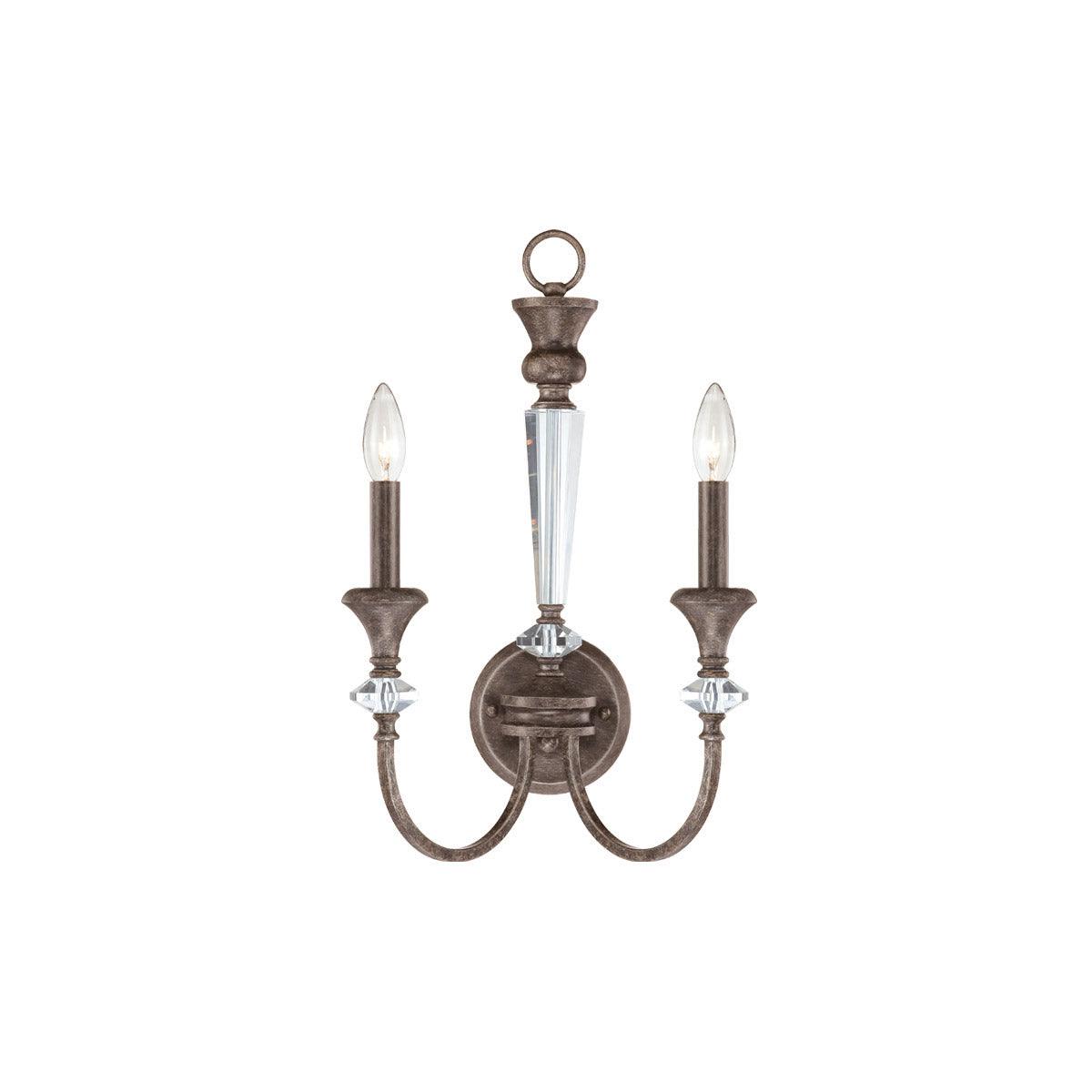 Mocha Bronze Silver Wash Curve Arms with Clear Crystal Wall Sconce - LV LIGHTING