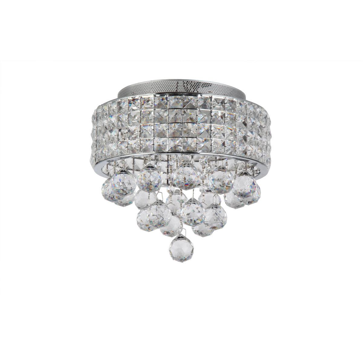 Chrome Round Frame with Clear Crystal Flush Mount - LV LIGHTING