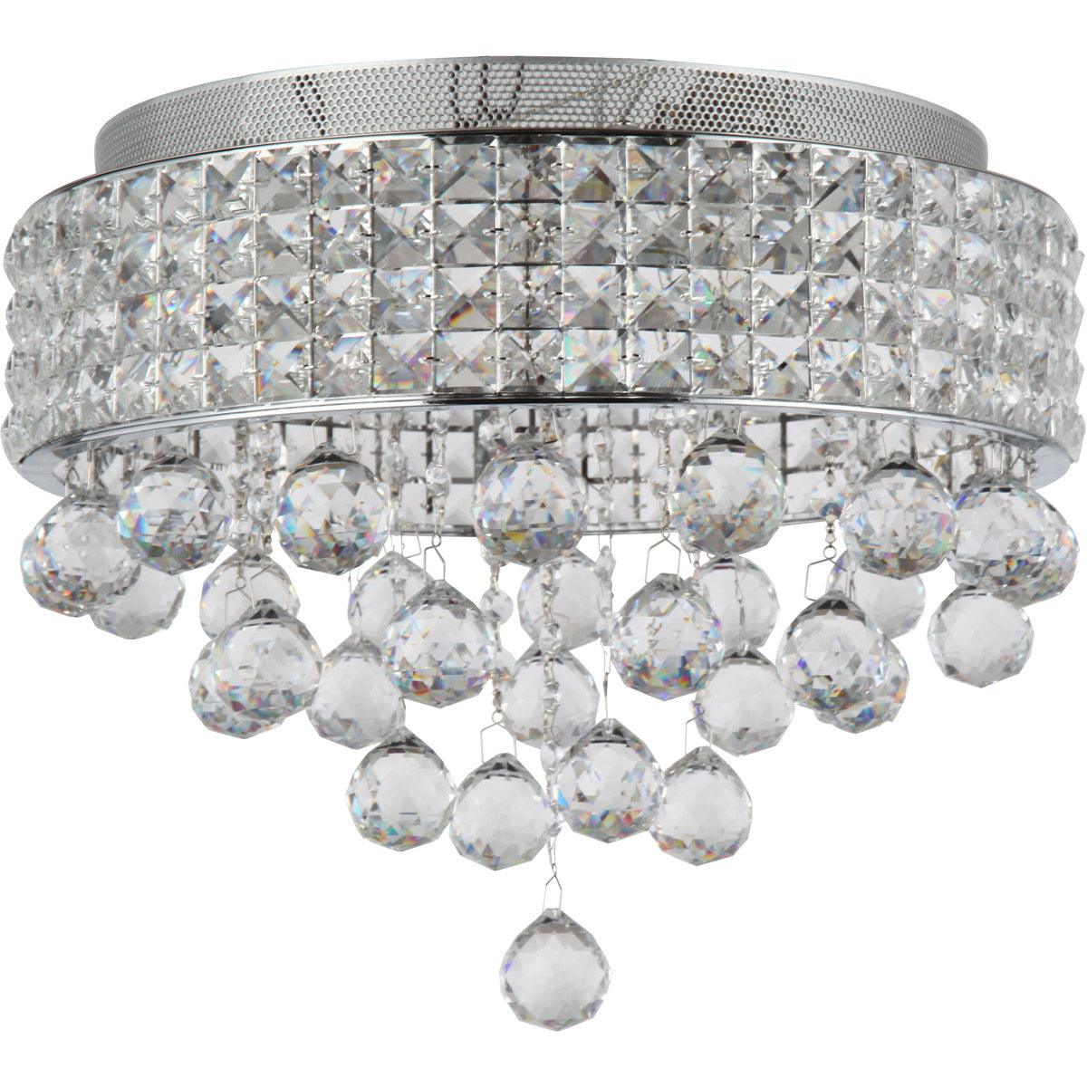 Chrome Round Frame with Clear Crystal Flush Mount - LV LIGHTING