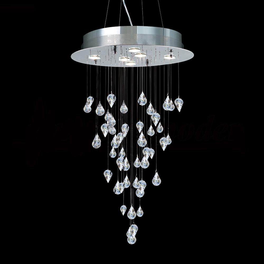 Chrome with Crystal Drop Chandelier - LV LIGHTING