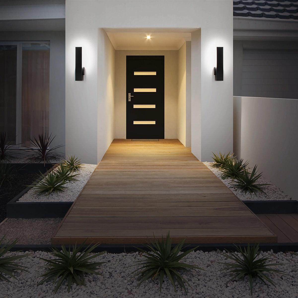 LED Aluminum Frame with Frosted Glass Diffuser Color Changeable Outdoor Wall Sconce - LV LIGHTING