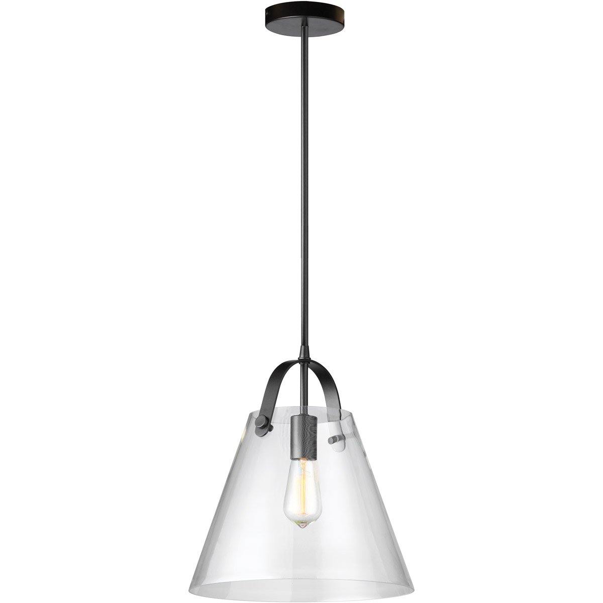 Steel with Clear Cone Glass Shade Pendant - LV LIGHTING