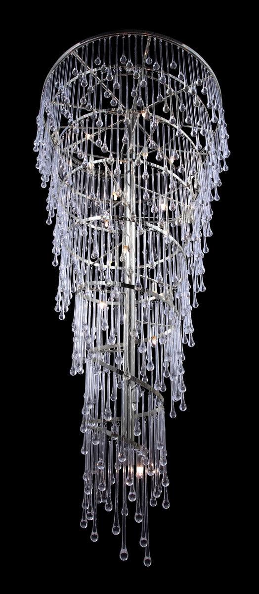 Polished Nickel Frame with Clear Tear Drop Glass Chandelier - LV LIGHTING