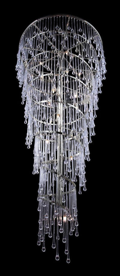 Polished Nickel Frame with Clear Tear Drop Glass Chandelier - LV LIGHTING