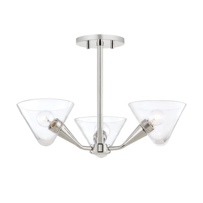 Steel Frame and Curve Arm with Clear Glass Shade Semi Flush Mount
