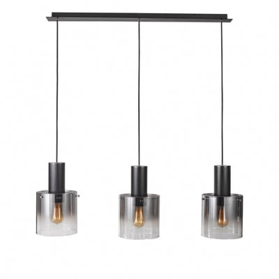 Steel Frame with Cylindrical Glass Shade Linear Pendant