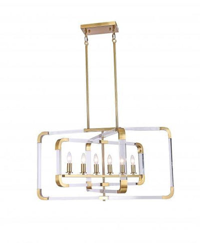 Steel with Clear Acrylic Rectangular Frame Chandelier - LV LIGHTING