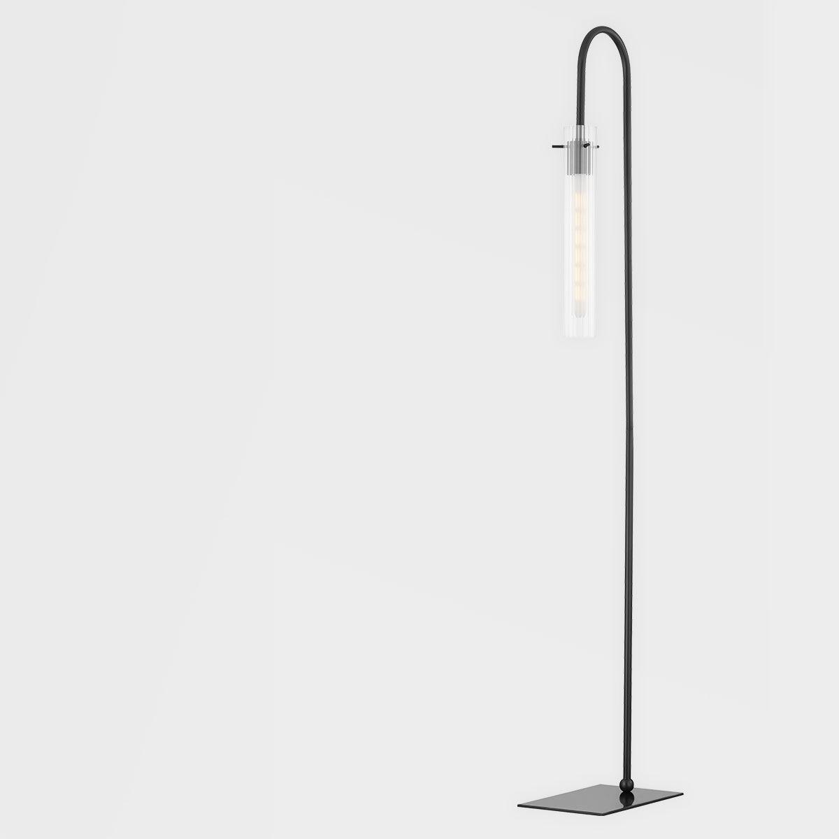 Steel Arch Arm with Clear Cylindrical Glass Shade Floor Lamp - LV LIGHTING