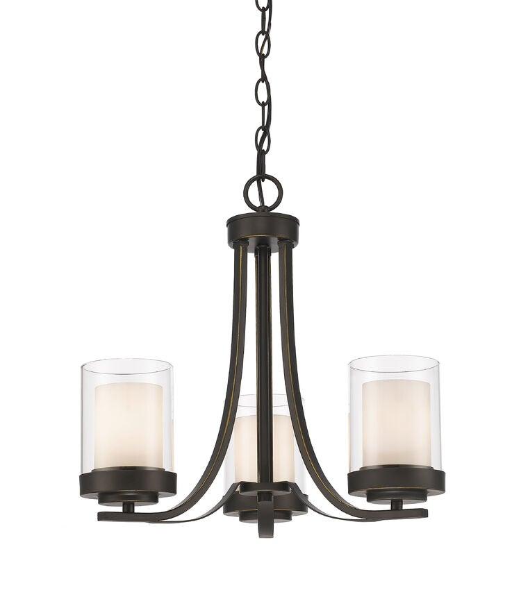 Clear with Frosted Shade Metal Curved Arms Chandelier - LV LIGHTING