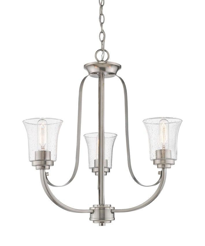 Curved Ribbon with Clear Seedy Glass Shade Chandelier - LV LIGHTING