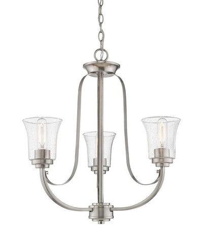 Curved Ribbon with Clear Seedy Glass Shade Chandelier - LV LIGHTING