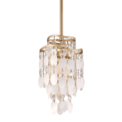 Champagne Leaf with Capiz Shell and Crystal Pendant - LV LIGHTING