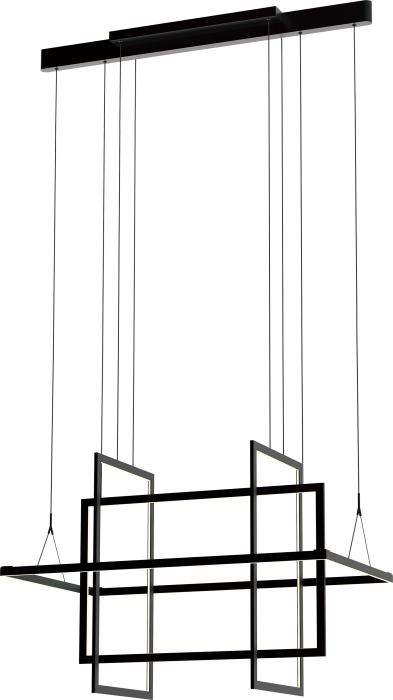 LED Satin Dark Gray Geometry Frame with Acrylic Diffuser Linear Chandelier