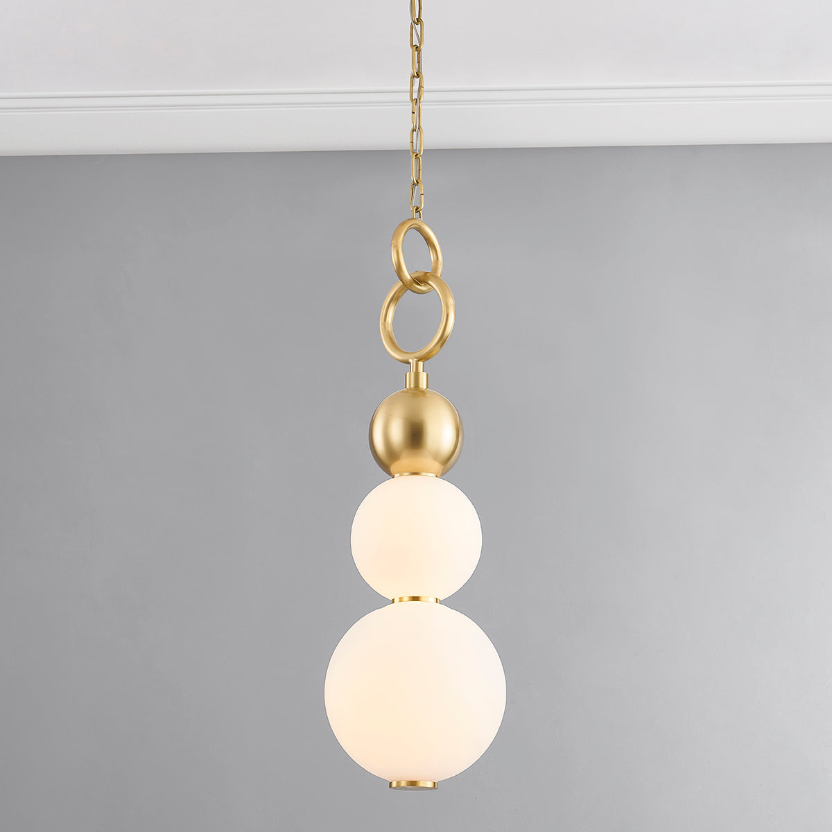 LED Steel Frame with White Opal Matte Glass Globe Diffuser Pendant