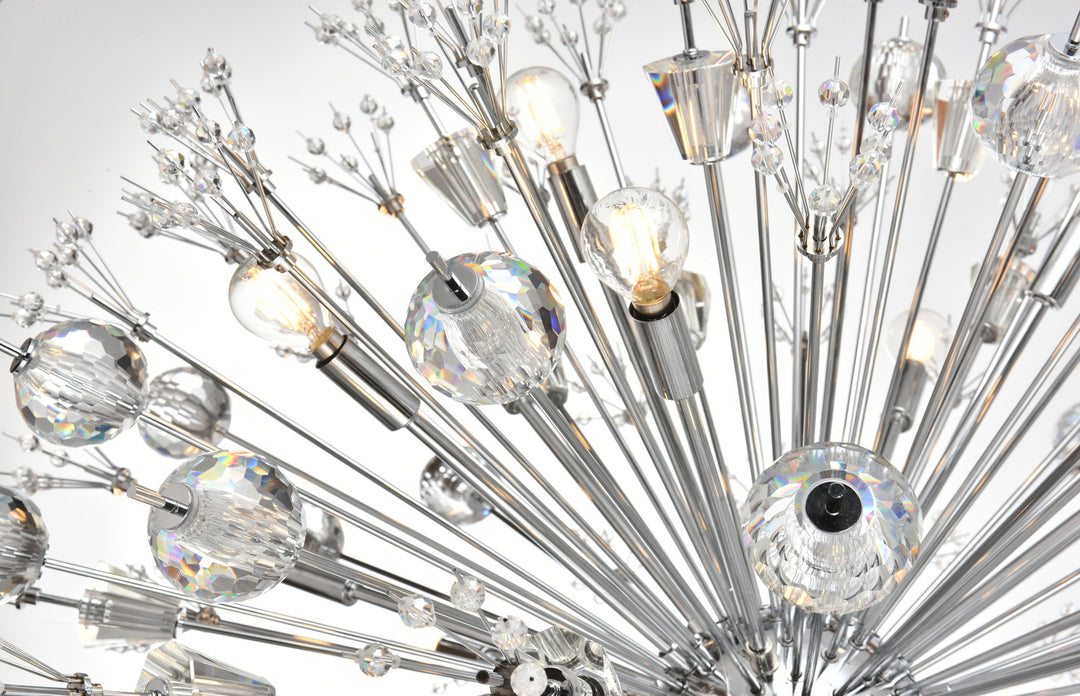 Steel Sputnik Frame with Clear Crystal Round Chandelier by Elegant - view 15