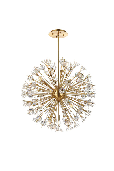 Steel Sputnik Frame with Clear Crystal Round Chandelier
