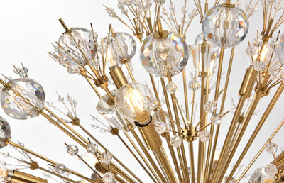 Steel Sputnik Frame with Clear Crystal Round Chandelier