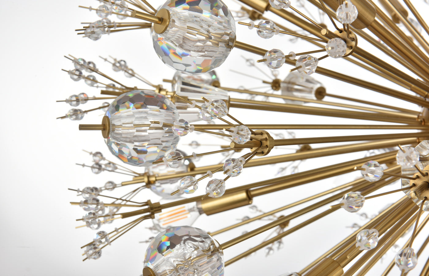 Steel Sputnik Frame with Clear Crystal Round Chandelier