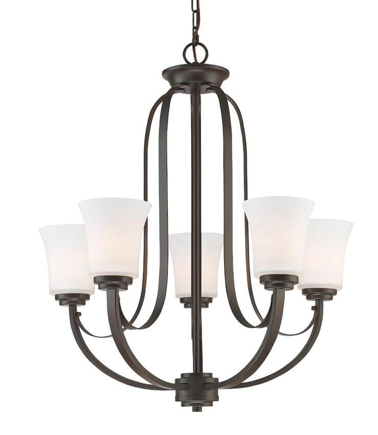 Curved Ribbon Steel with Matte Opal Glass Shade Chandelier - LV LIGHTING