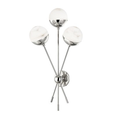 Steel Rod with Alabaster Glass Globe Shade Wall Sconce