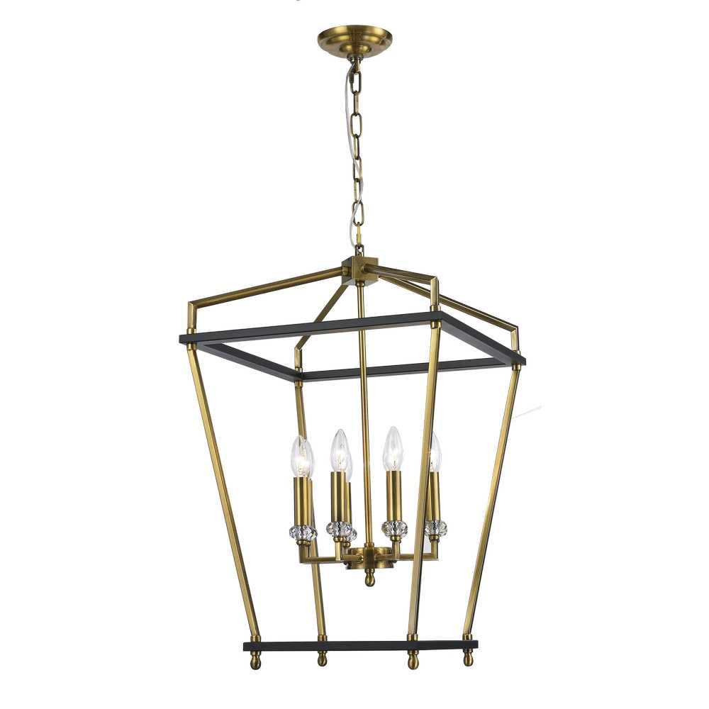 Brass with Black Caged Pendant - LV LIGHTING