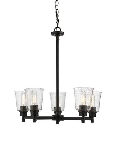 Steel with Clear Seedy Glass Shade Chandelier - LV LIGHTING
