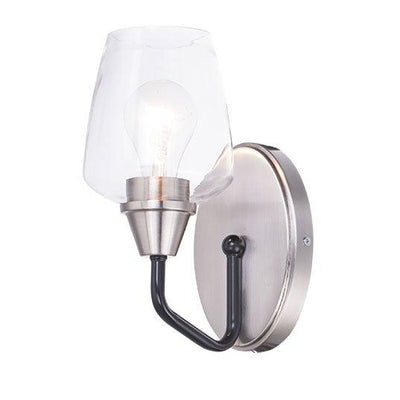 Steel with Clear Glass Shade Single Light Wall Sconce - LV LIGHTING