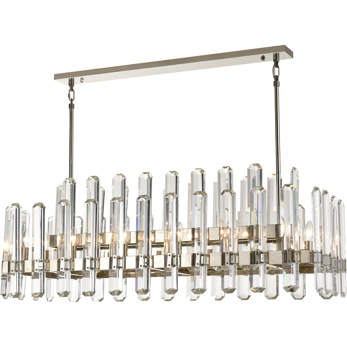 Steel Rectangular Frame with Clear Crystal Rod Linear Chandelier
