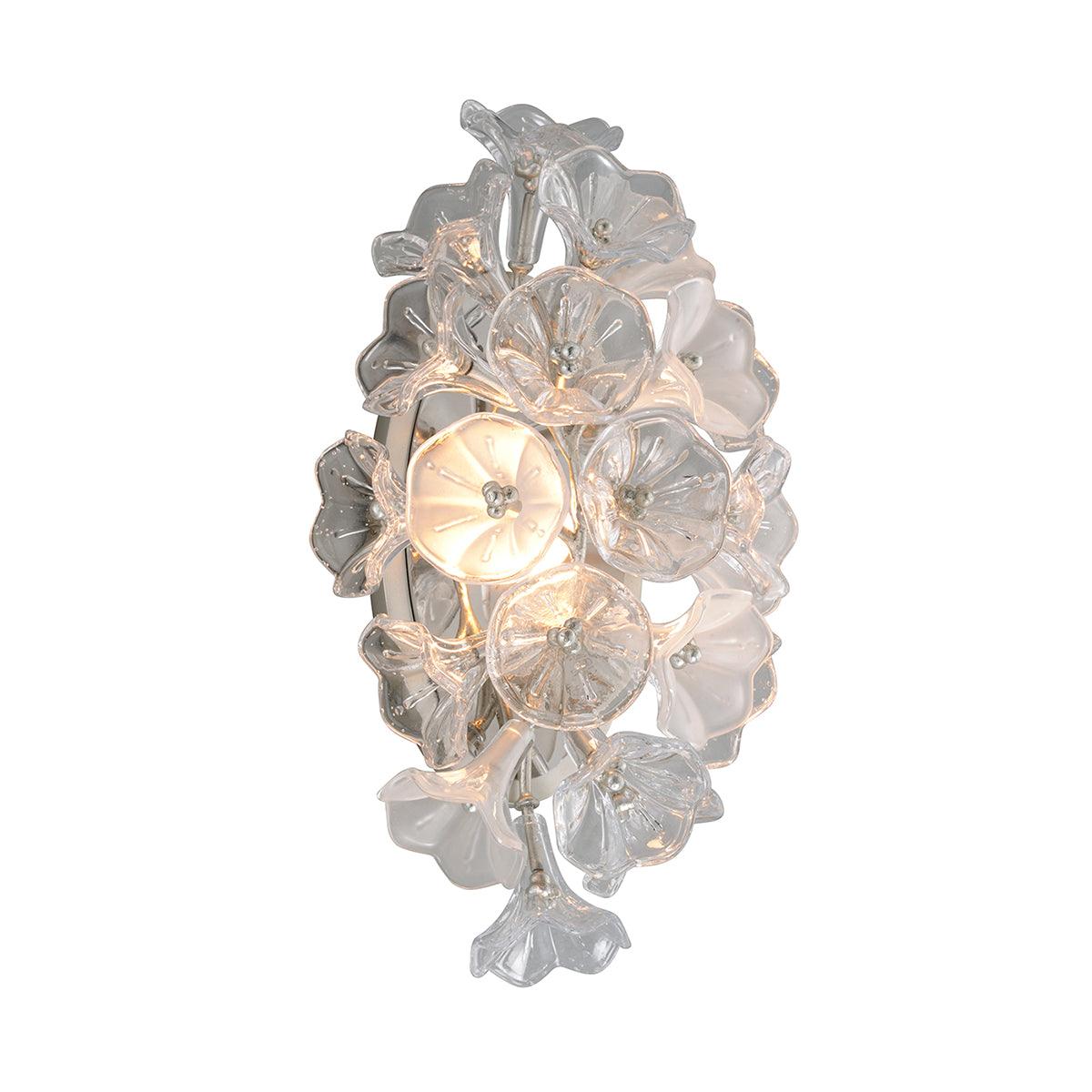 LED Branch Arm with Clear and Frosted Flore Glass Shade Wall Sconce - LV LIGHTING