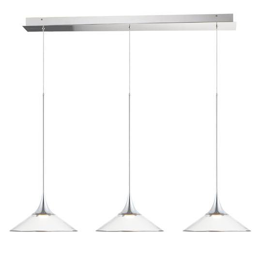 LED Chrome with Clear Glass 3 Lights Pendant - LV LIGHTING
