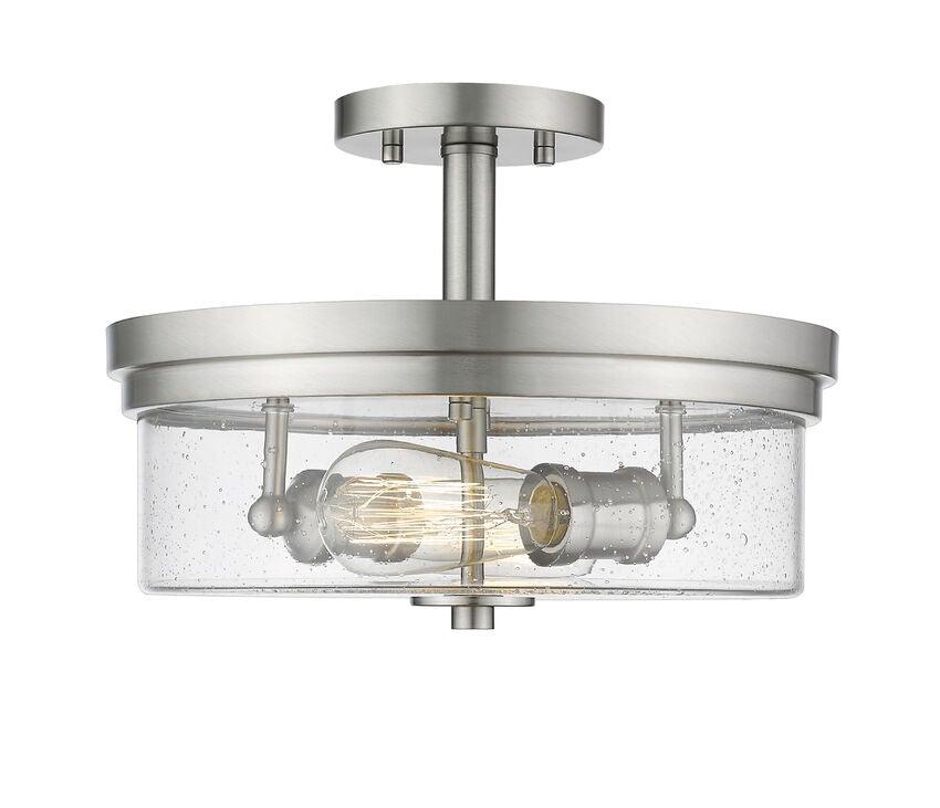 Steel with Clear Seedy Glass Shade Semi Flush Mount - LV LIGHTING