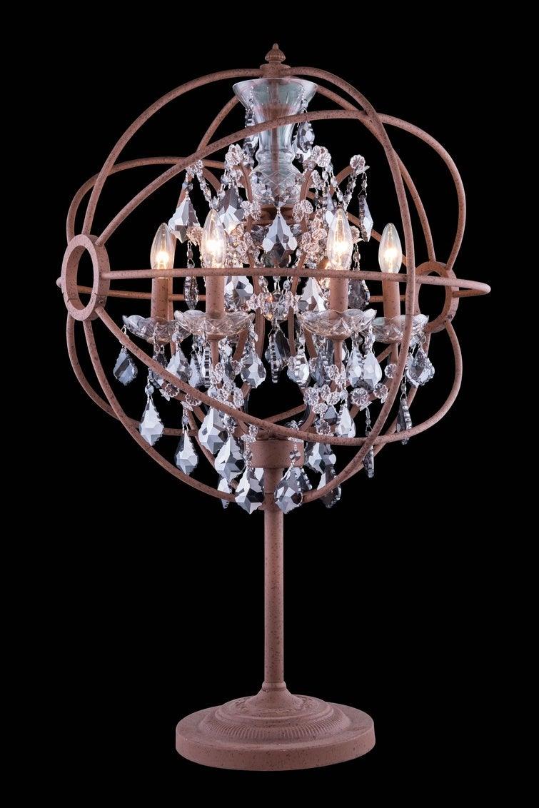 Rusted with Silver Shade Crystal Table Lamp - LV LIGHTING