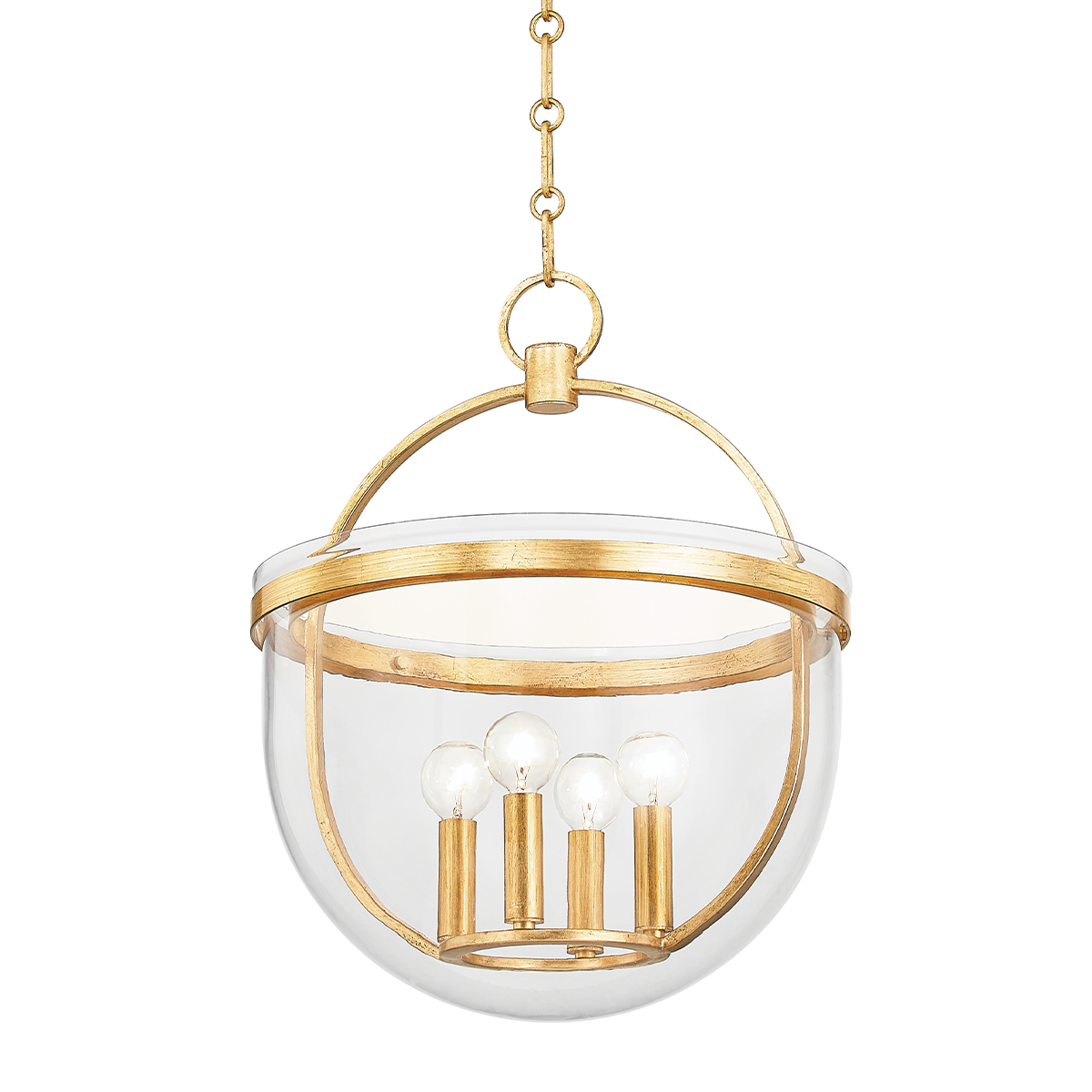 Steel Frame with Clear Bell Glass Jar Shade Pendant / Flush Mount