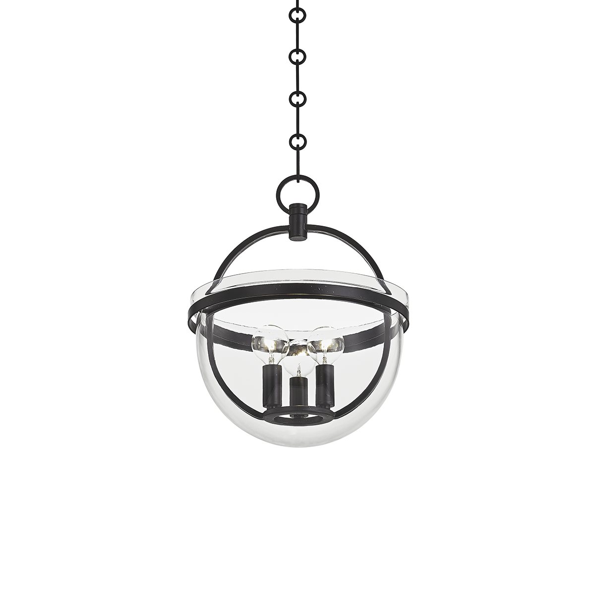 Steel Frame with Clear Bell Glass Jar Shade Pendant / Flush Mount