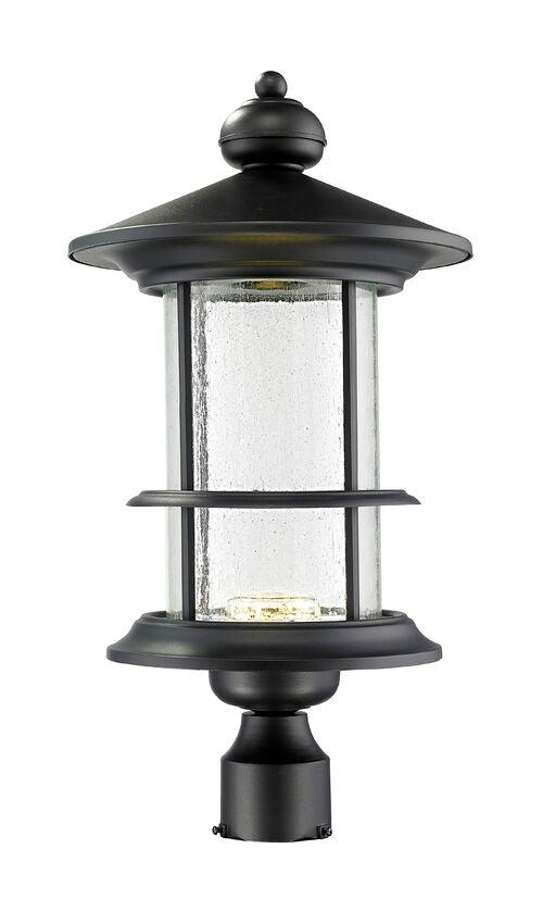LED Black Aluminum with Clear Seedy Glass Shade Caged - LV LIGHTING