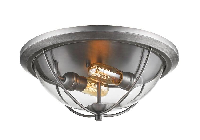 Steel with Clear Glass Retro Shade Round Flush Mount - LV LIGHTING