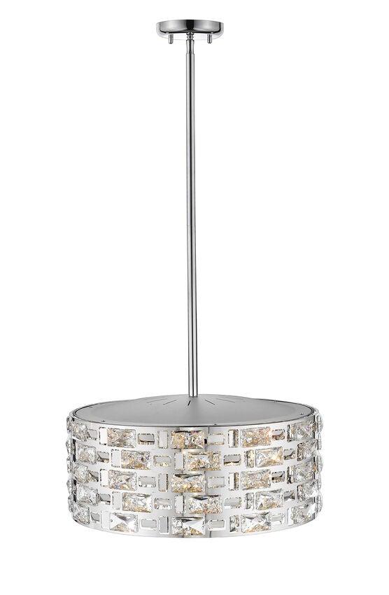 Chrome with Rectangle Crystal Round Pendant - LV LIGHTING