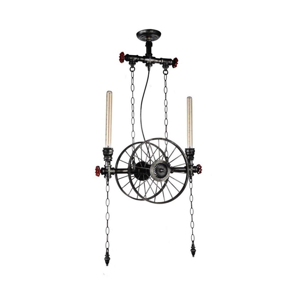 Gray with Wheels and Pipes Pendant - LV LIGHTING
