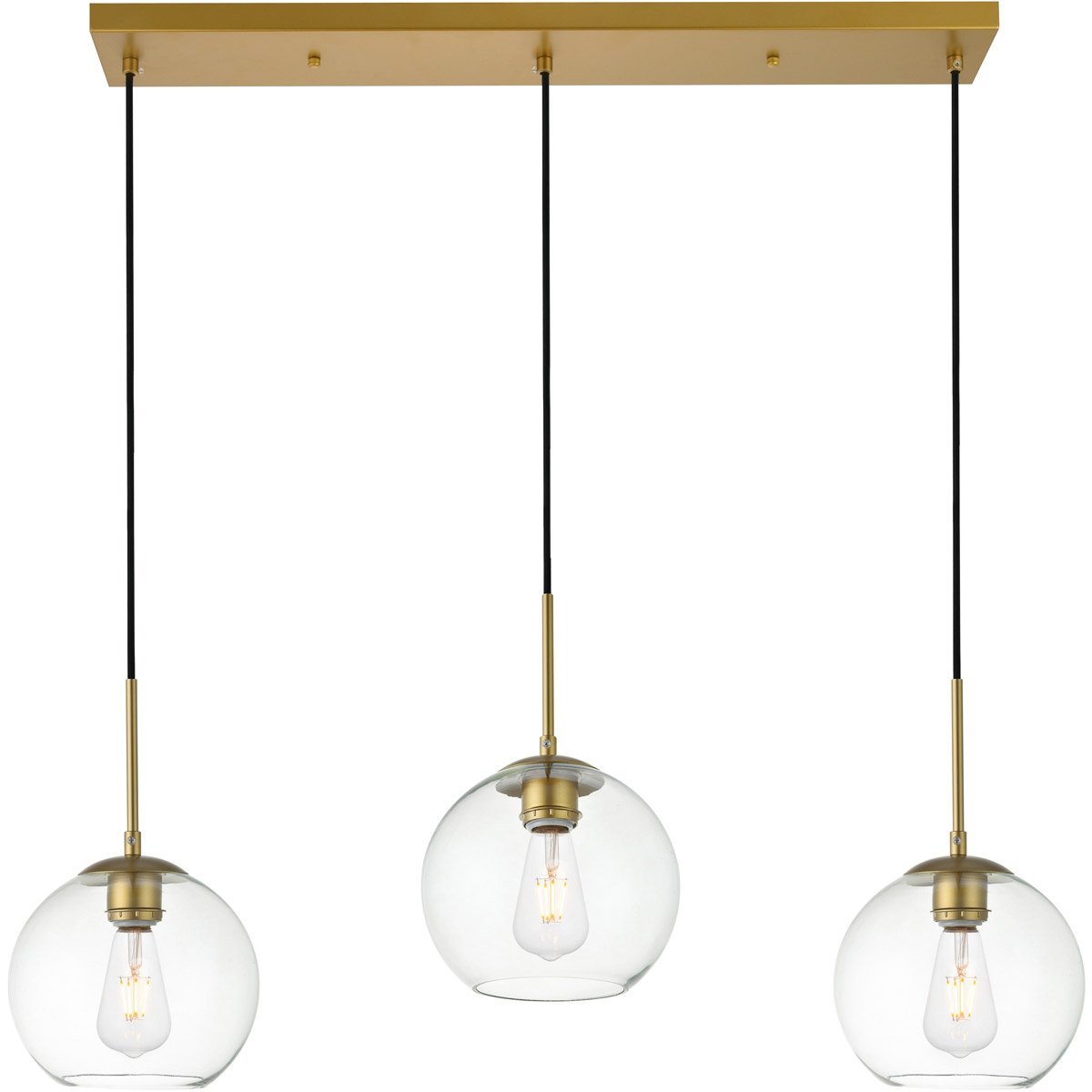 Brass with Multiple Clear Shade Pendant - LV LIGHTING