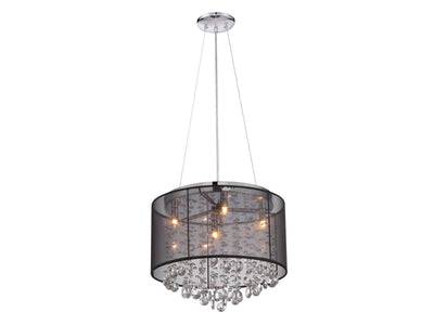 Organza Drum Shade with Clear Crystal Strand and Drop Chandelier / Pendant - LV LIGHTING