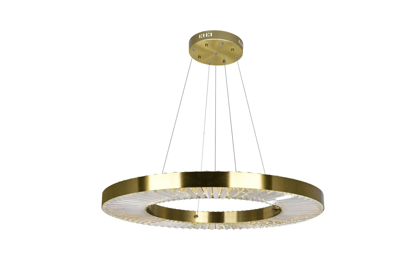 LED Brass with Crystal Ring Chandelier - LV LIGHTING