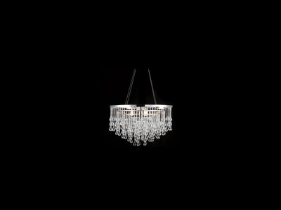 Polished Nickel Frame with Clear Tear Drop Glass Chandelier - LV LIGHTING