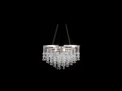 Polished Nickel Frame with Clear Tear Drop Glass Chandelier - LV LIGHTING