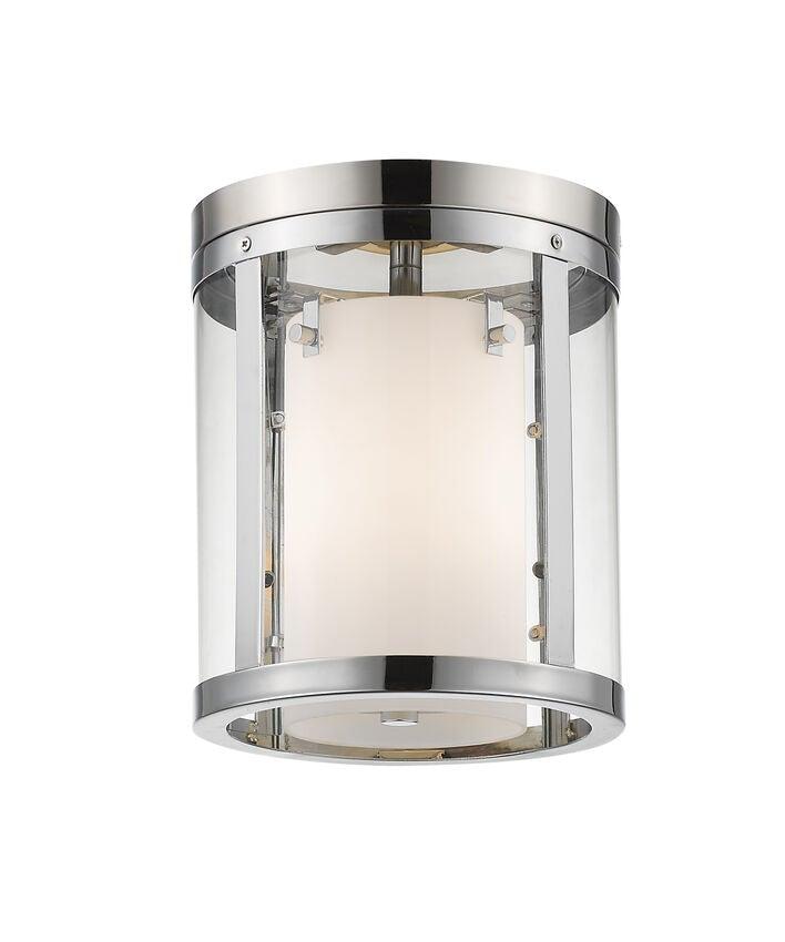 Steel with Clear and Frosted Shade Flush Mount - LV LIGHTING