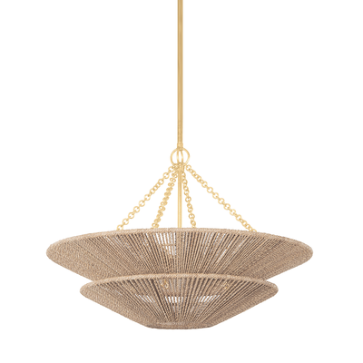 Gold Leaf Frame with Abaca Rope Shade Chandelier