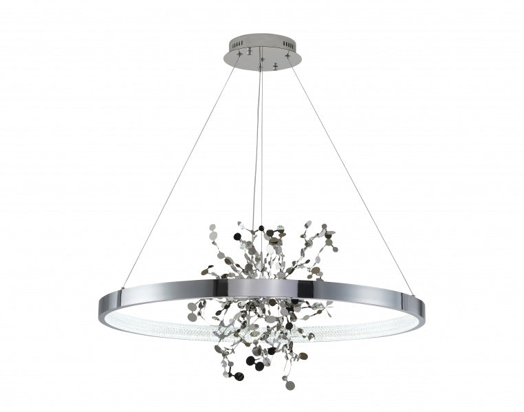 LED Steel Frame with Steel Confetti and Acrylic Diffuser Chandelier in Chrome by Bethel