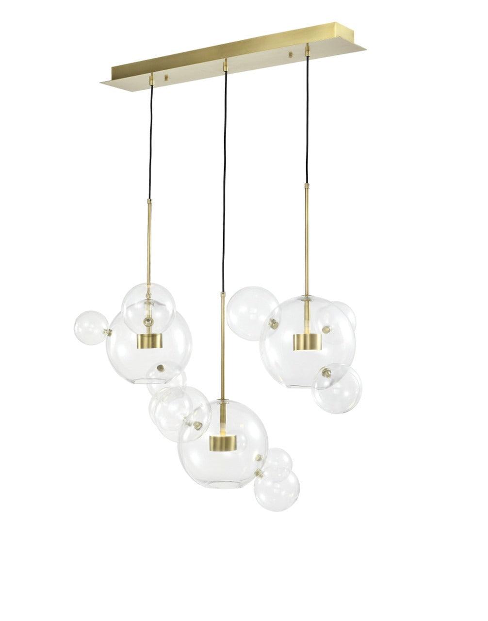LED Steel Frame with Clear Glass Globes Linear Pendant - LV LIGHTING