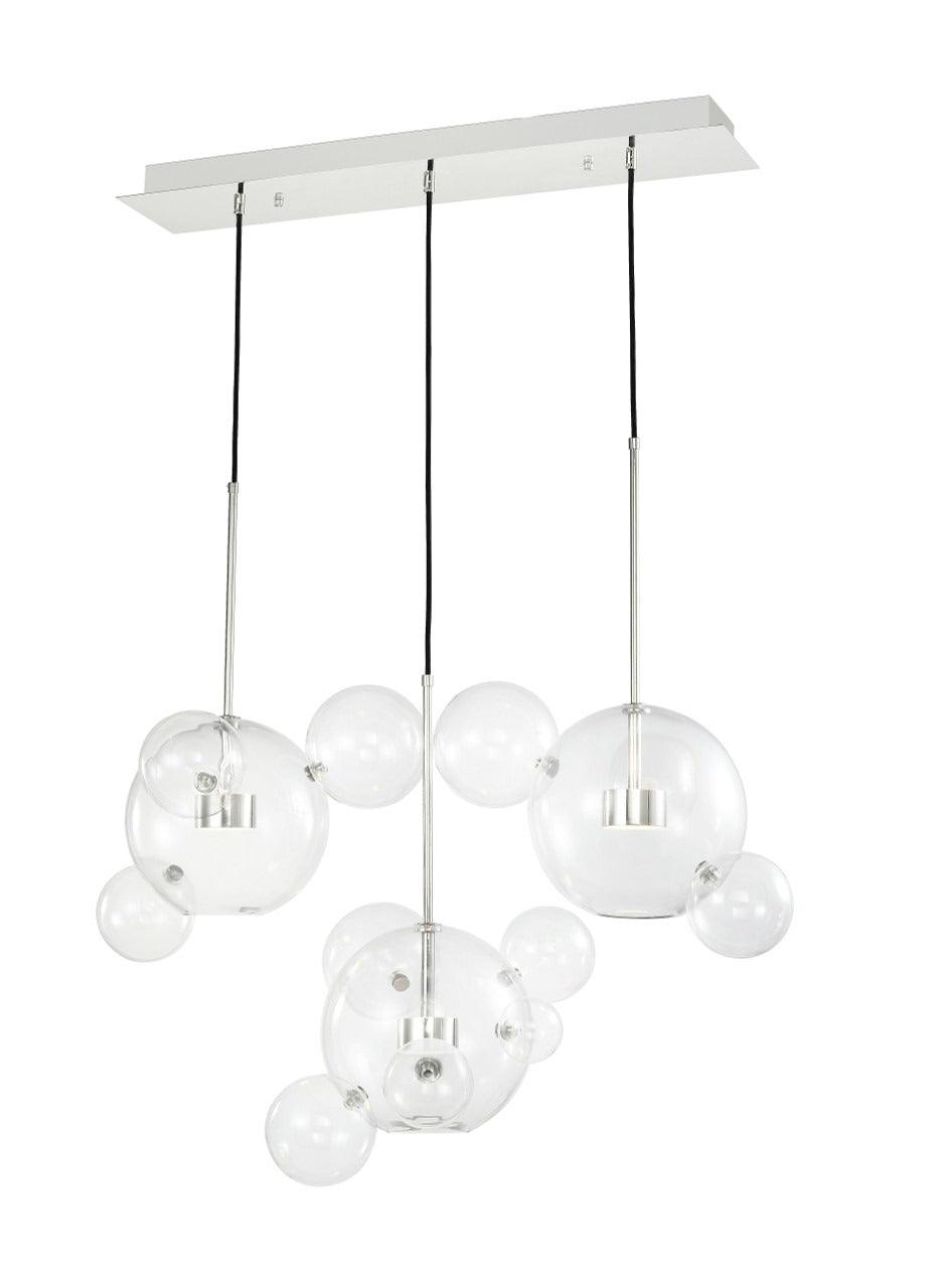 LED Steel Frame with Clear Glass Globes Linear Pendant - LV LIGHTING