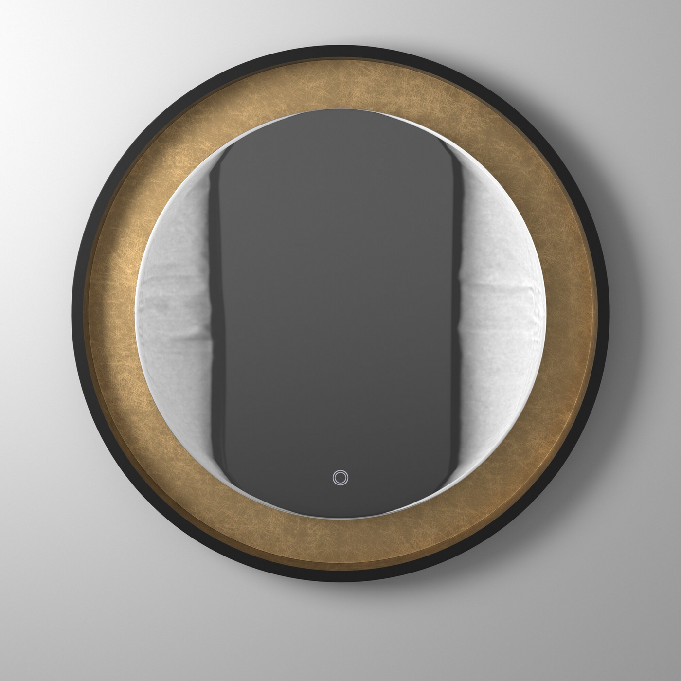 LED Oil Rubbed Bronze with Gold Leaf Frame Round Mirror